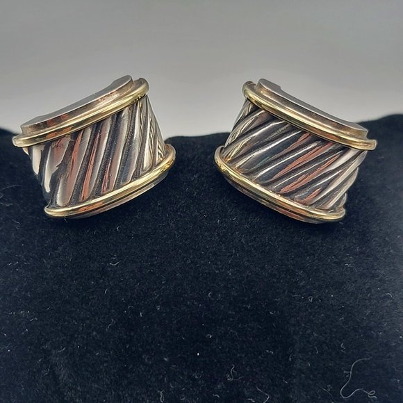 David Yurman Cigar Band Vintage Earrings 14K and 925
